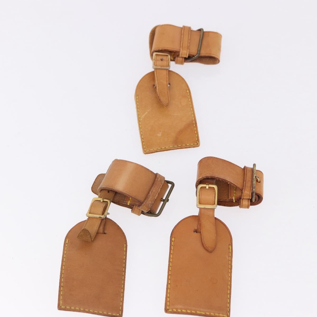 LOUIS VUITTON Name Tag Powanie 10 Set Powanie Leather Beige LV Auth 192572