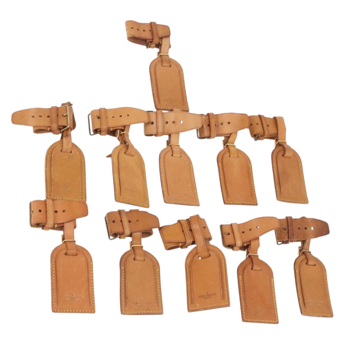 LOUIS VUITTON Name Tag Powanie 10 Set Powanie Leather Beige LV Auth 192573