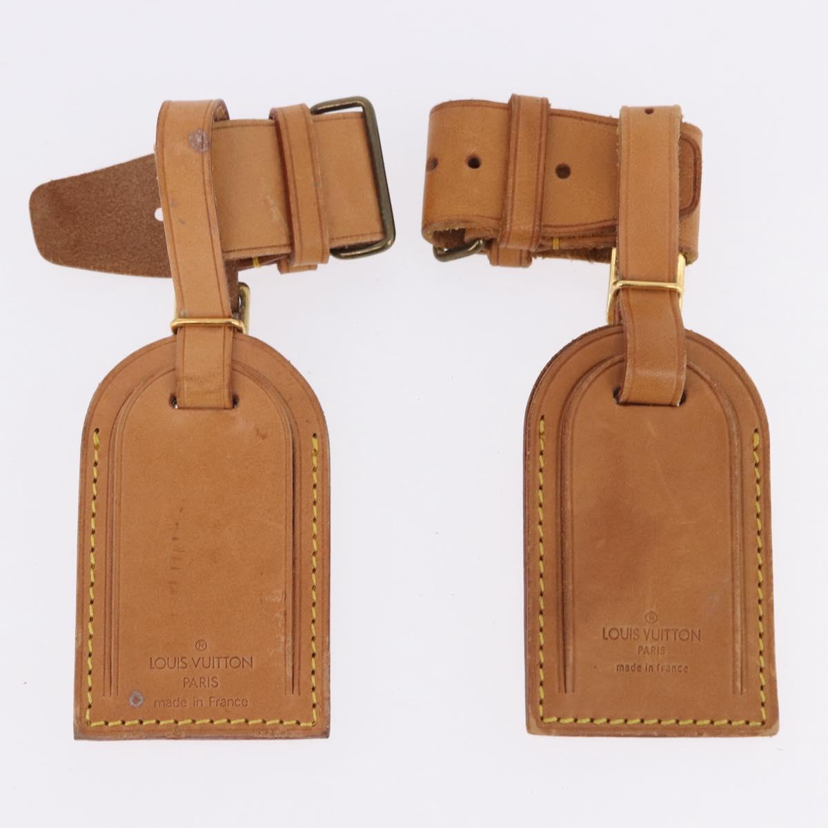 LOUIS VUITTON Name Tag Powanie 10 Set Powanie Leather Beige LV Auth 192573