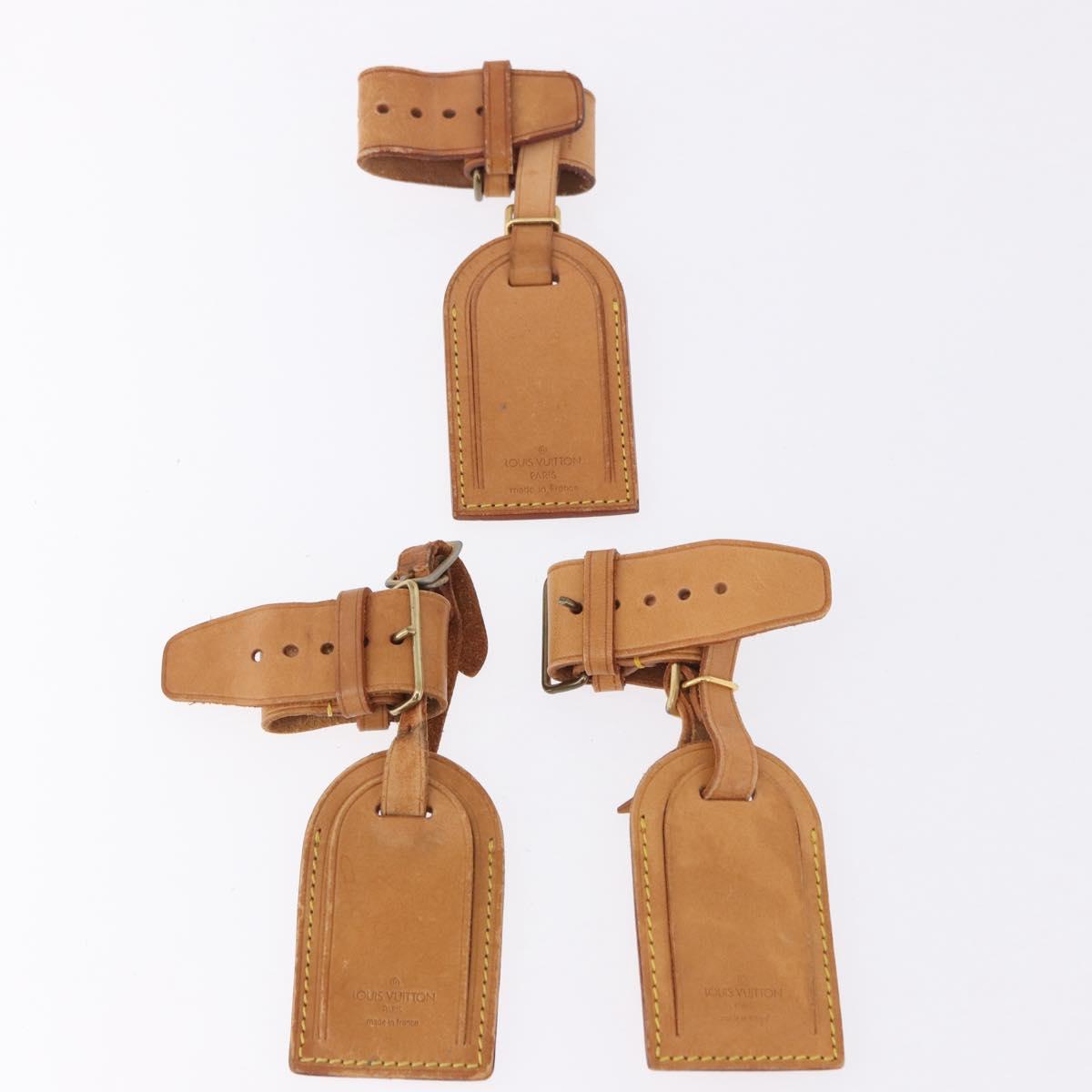 LOUIS VUITTON Name Tag Powanie 10 Set Powanie Leather Beige LV Auth 192573