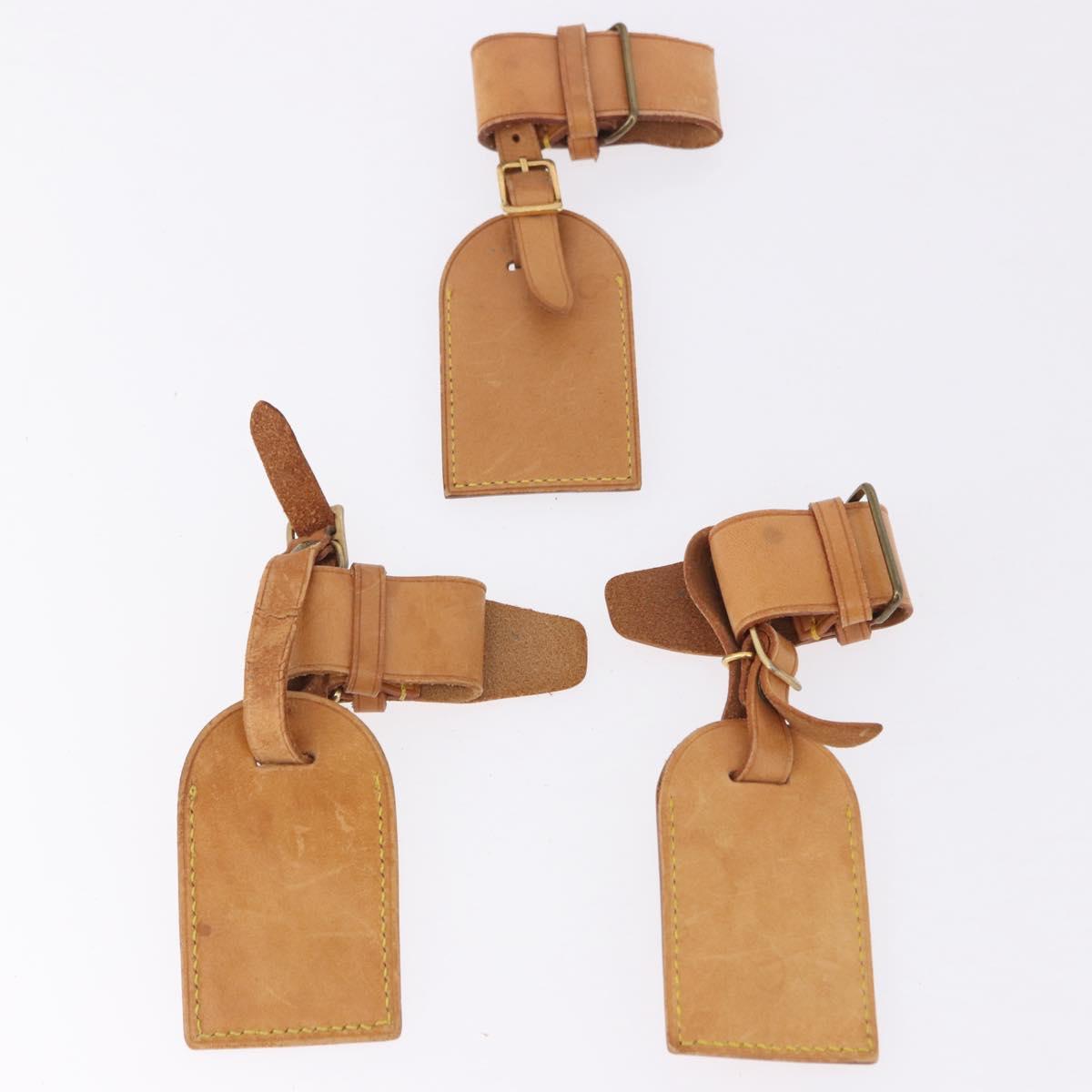 LOUIS VUITTON Name Tag Powanie 10 Set Powanie Leather Beige LV Auth 192573