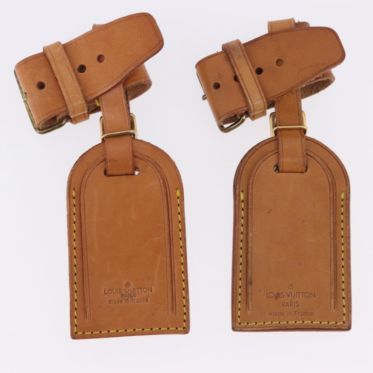 LOUIS VUITTON Name Tag Powanie 10 Set Powanie Leather Beige LV Auth 192573