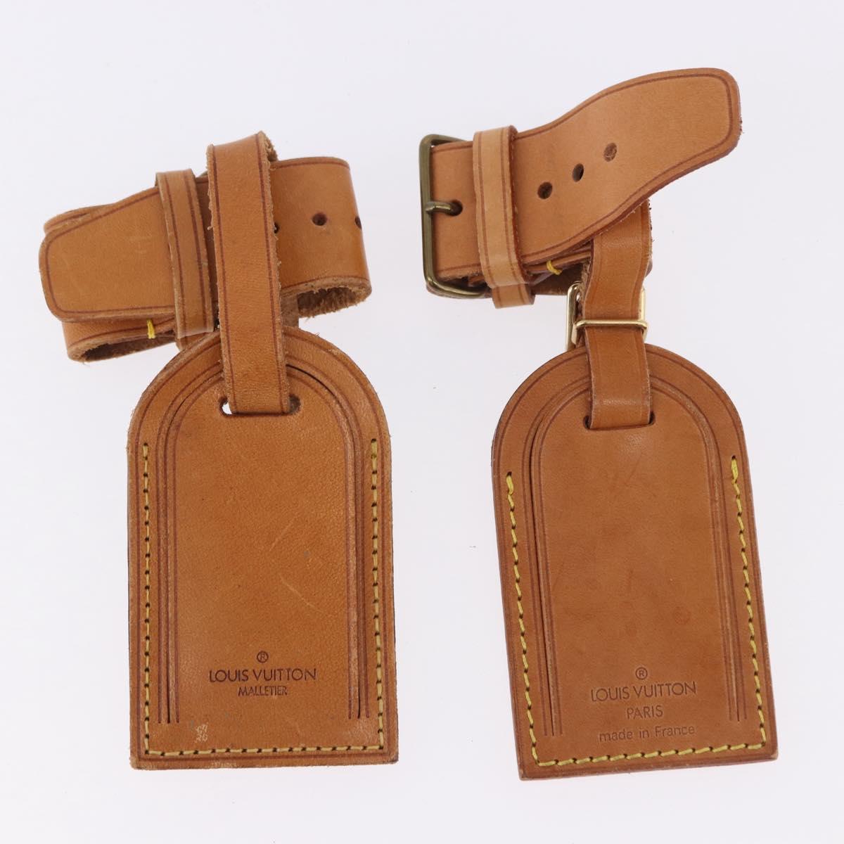 LOUIS VUITTON Name Tag Powanie 10 Set Powanie Leather Beige LV Auth 192573