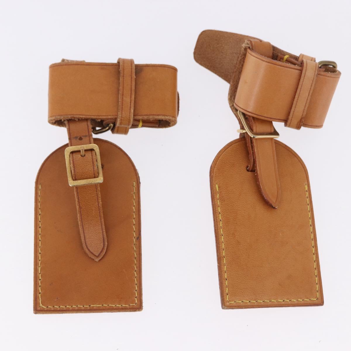 LOUIS VUITTON Name Tag Powanie 10 Set Powanie Leather Beige LV Auth 192573