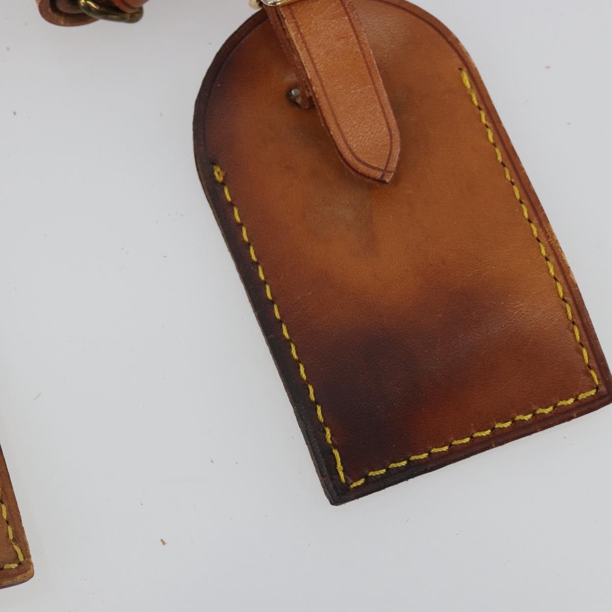 LOUIS VUITTON Name Tag Powanie 10 Set Powanie Leather Beige LV Auth 192574