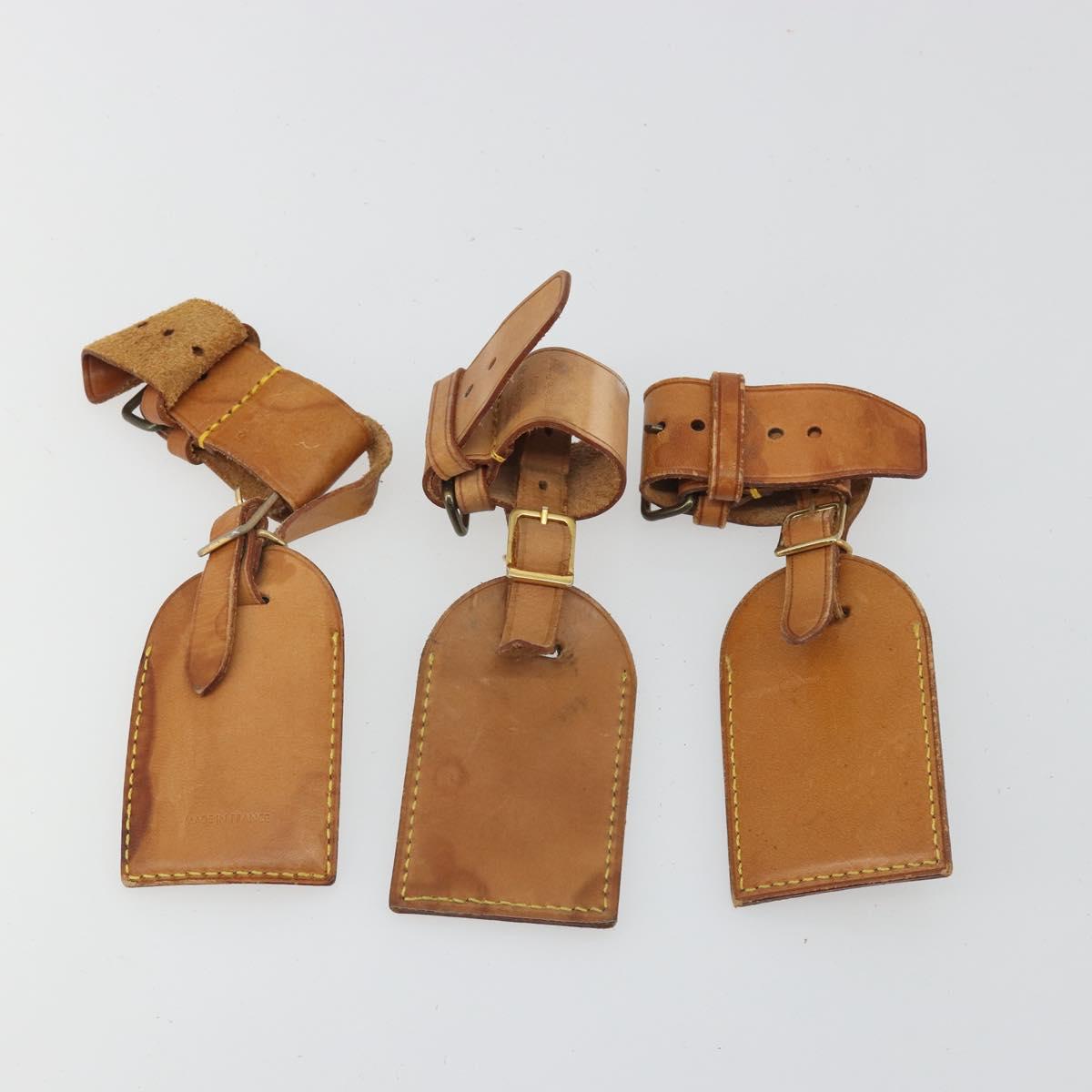 LOUIS VUITTON Name Tag Powanie 10 Set Powanie Leather Beige LV Auth 192574