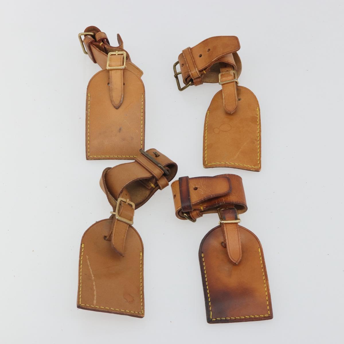 LOUIS VUITTON Name Tag Powanie 10 Set Powanie Leather Beige LV Auth 192574