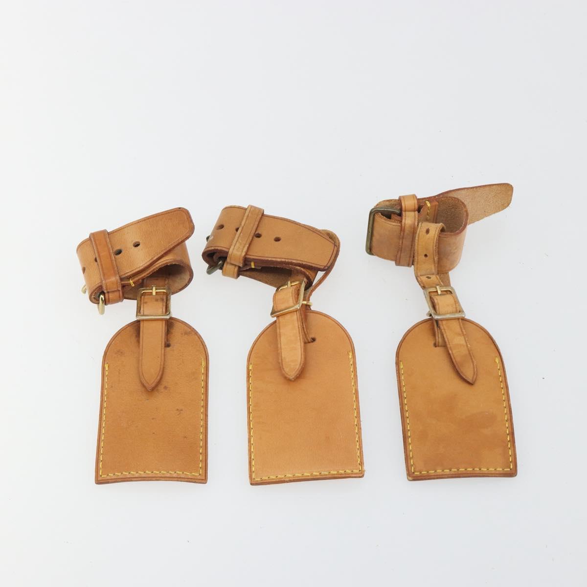 LOUIS VUITTON Name Tag Powanie 10 Set Powanie Leather Beige LV Auth 192575