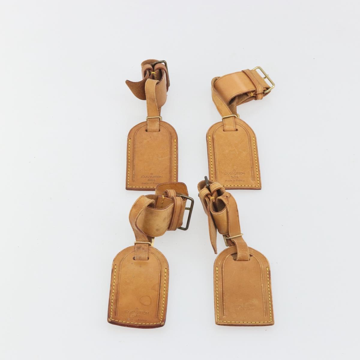 LOUIS VUITTON Name Tag Powanie 10 Set Powanie Leather Beige LV Auth 192575