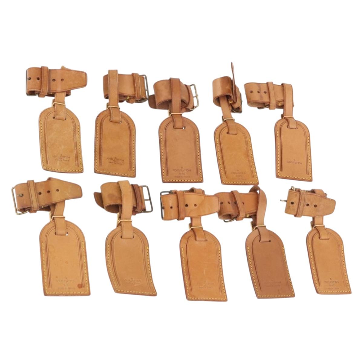 LOUIS VUITTON Name Tag Powanie 10 Set Powanie Leather Beige LV Auth 192576