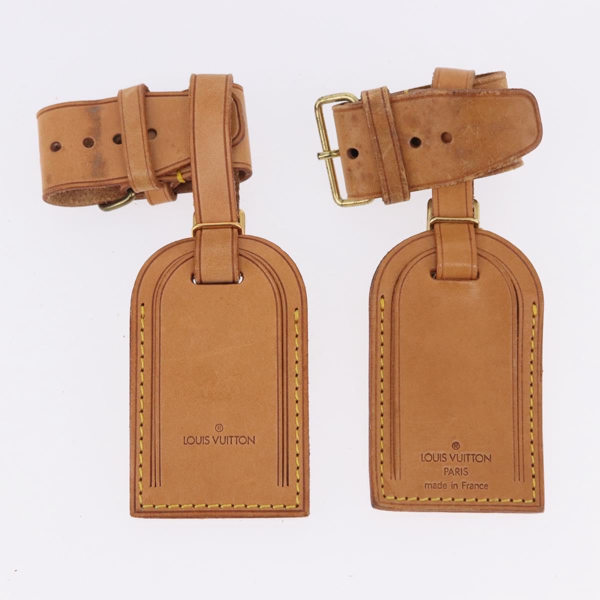 LOUIS VUITTON Name Tag Powanie 10 Set Powanie Leather Beige LV Auth 192576