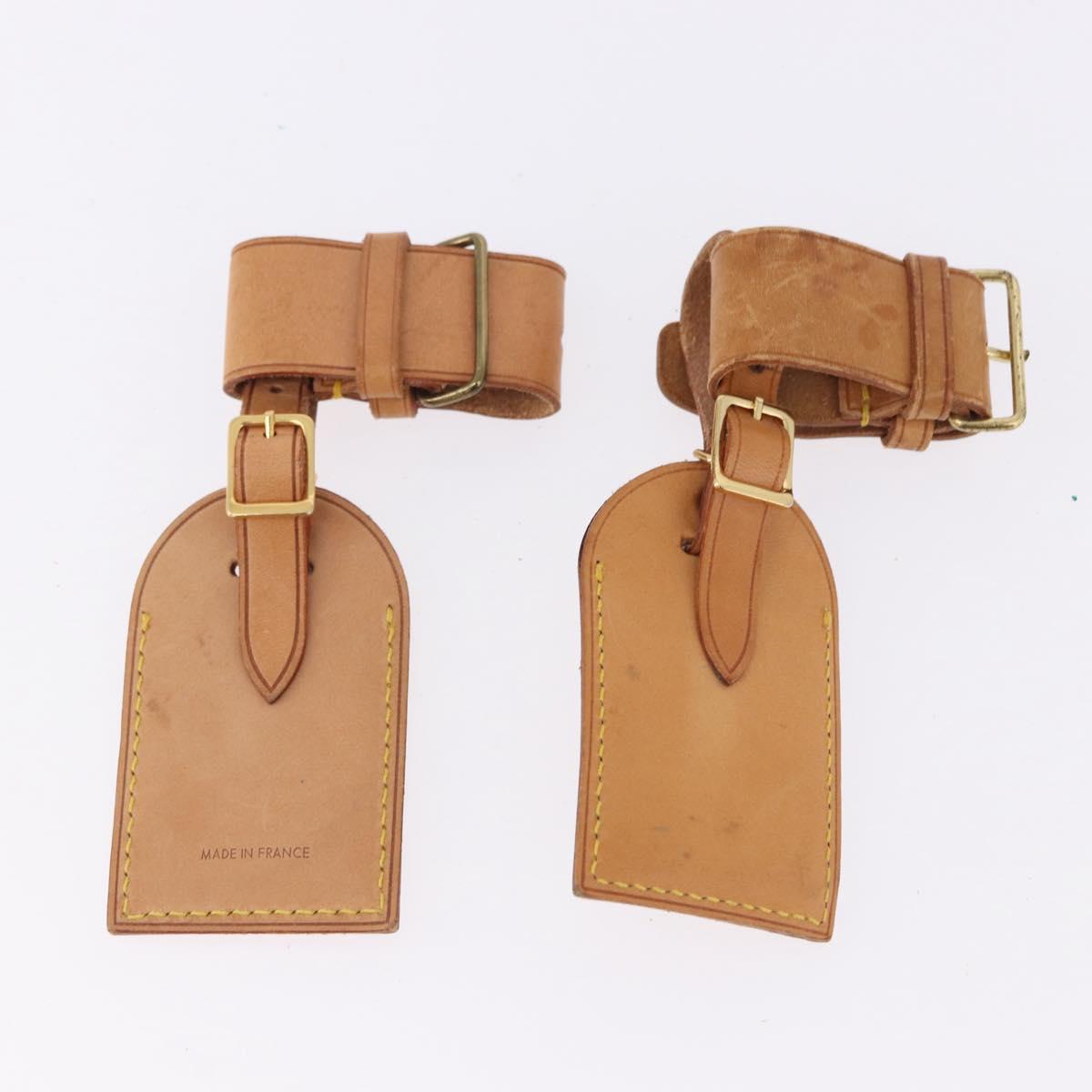 LOUIS VUITTON Name Tag Powanie 10 Set Powanie Leather Beige LV Auth 192576
