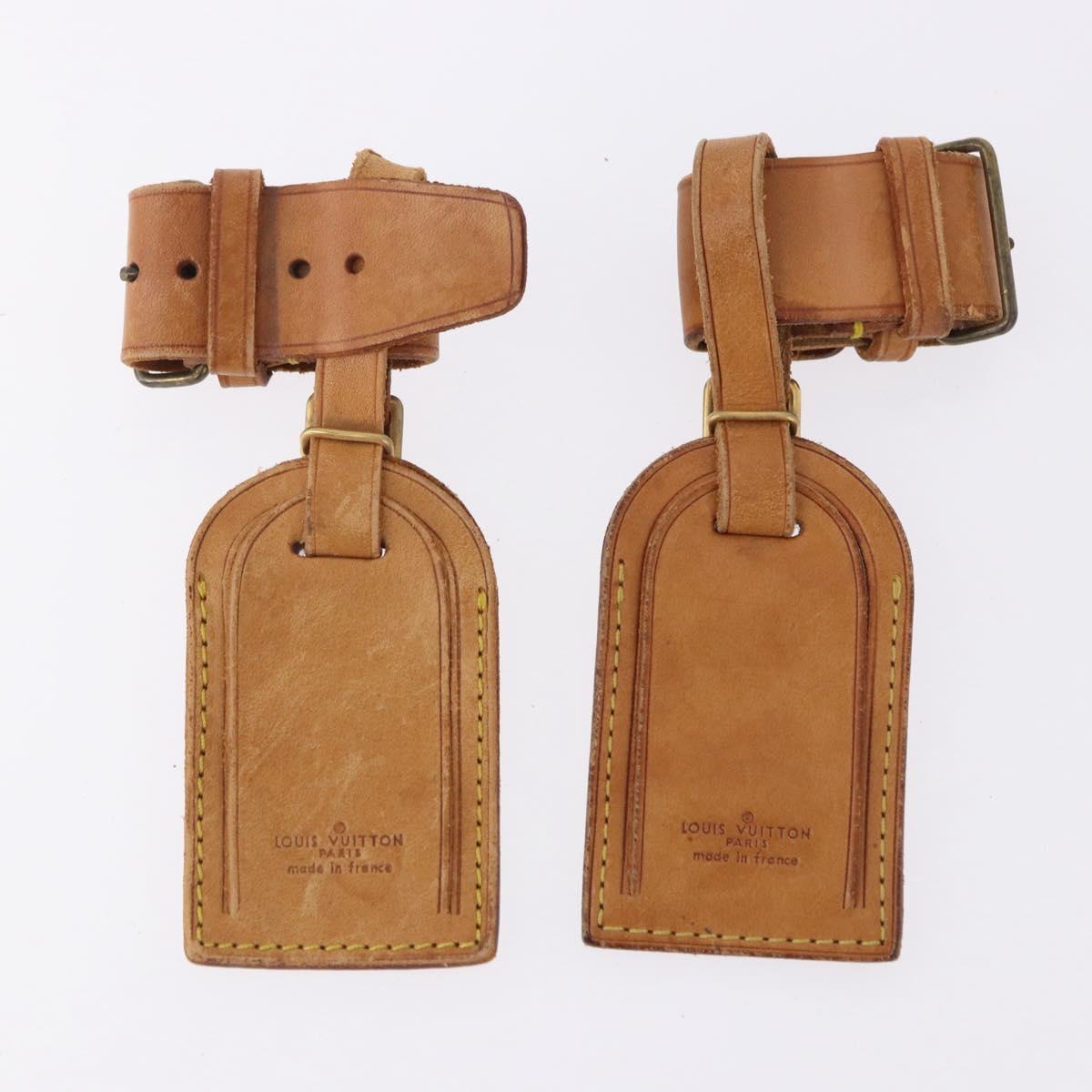 LOUIS VUITTON Name Tag Powanie 10 Set Powanie Leather Beige LV Auth 192576