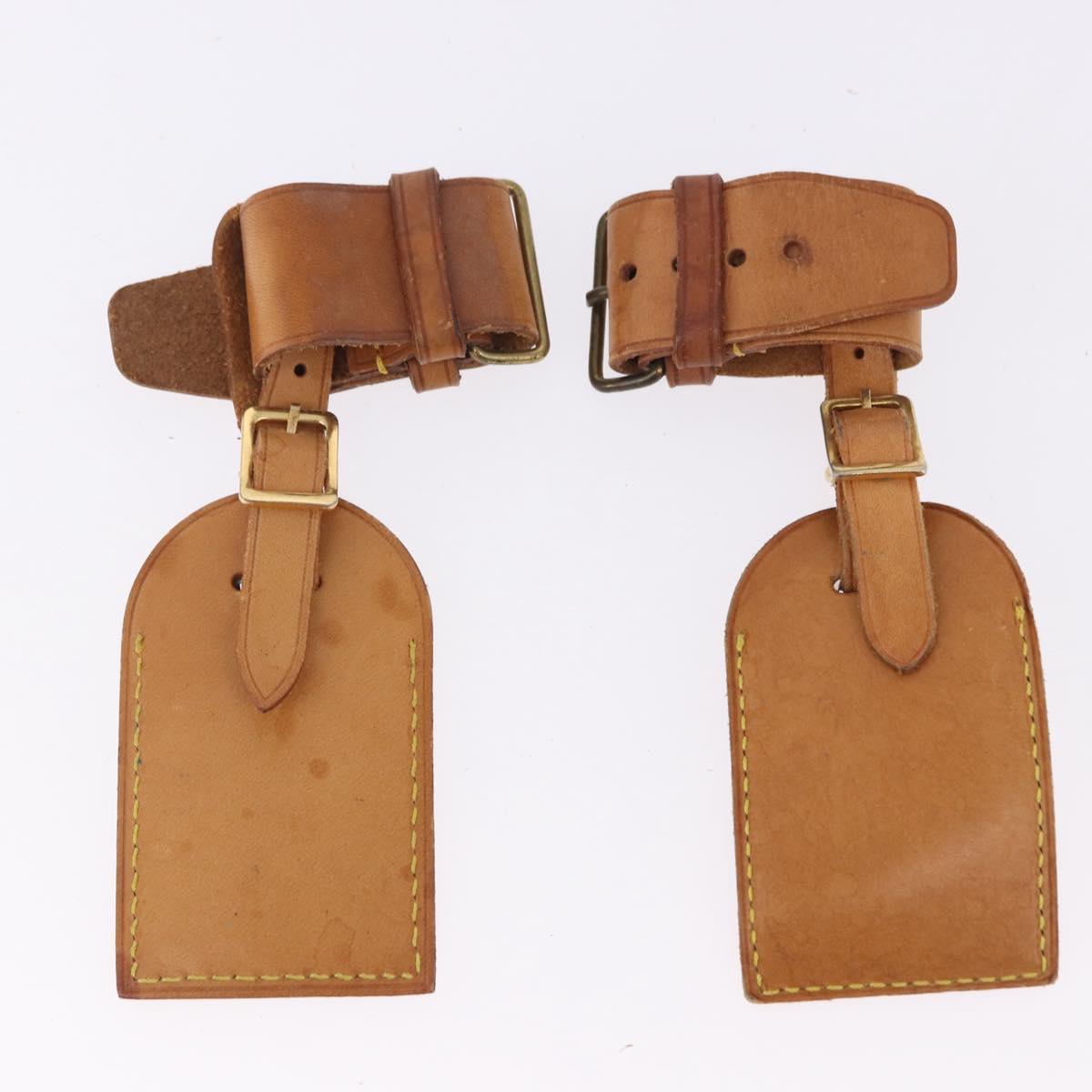 LOUIS VUITTON Name Tag Powanie 10 Set Powanie Leather Beige LV Auth 192576