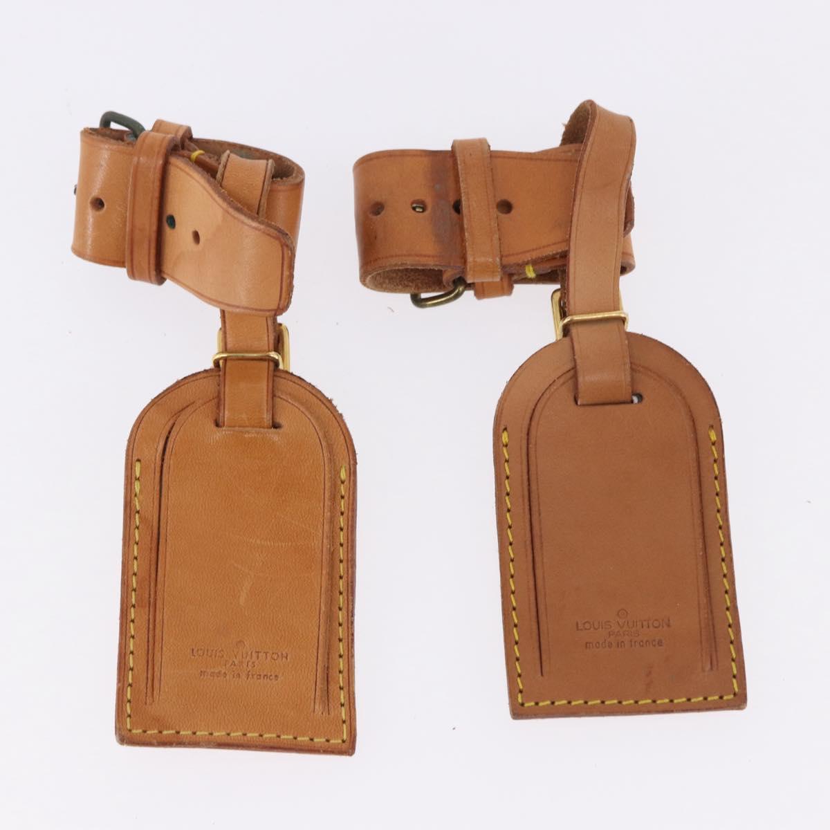 LOUIS VUITTON Name Tag Powanie 10 Set Powanie Leather Beige LV Auth 192576