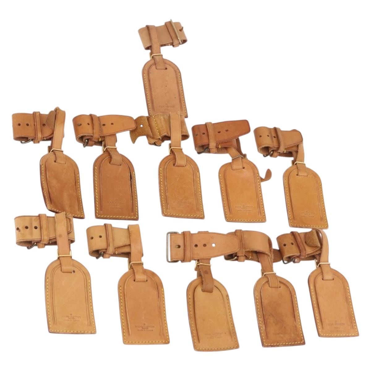 LOUIS VUITTON Name Tag Powanie 10 Set Powanie Leather Beige LV Auth 192577