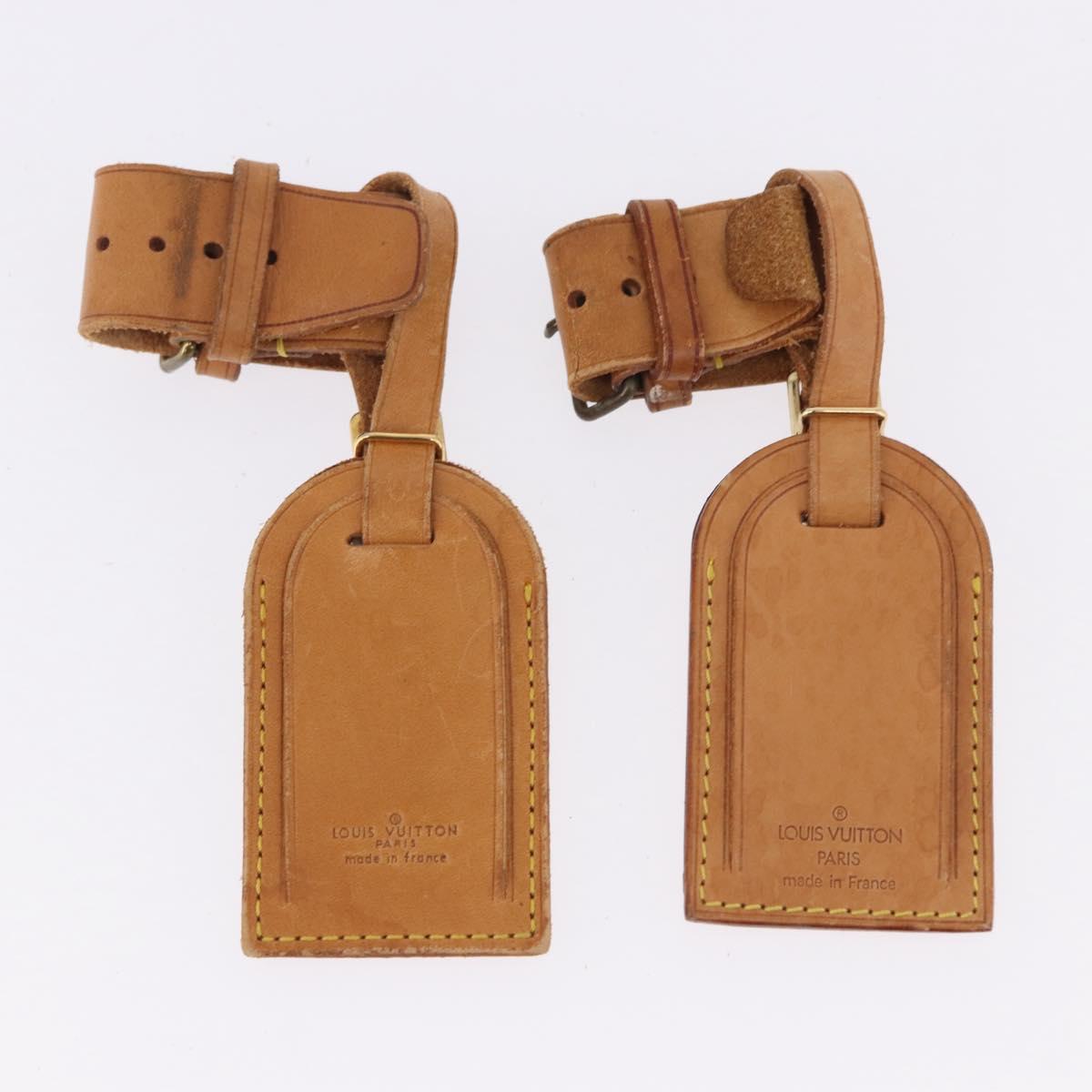 LOUIS VUITTON Name Tag Powanie 10 Set Powanie Leather Beige LV Auth 192577