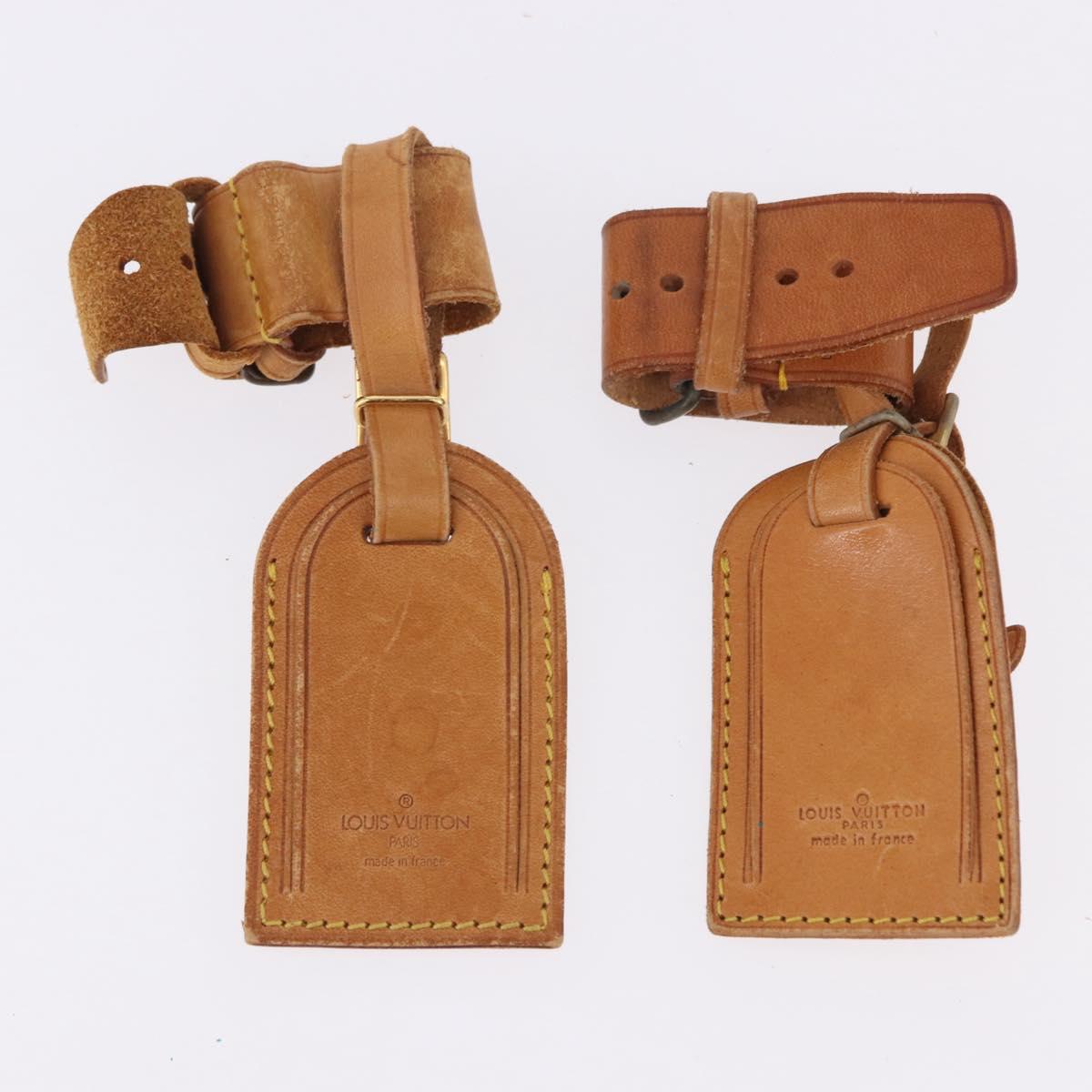 LOUIS VUITTON Name Tag Powanie 10 Set Powanie Leather Beige LV Auth 192577