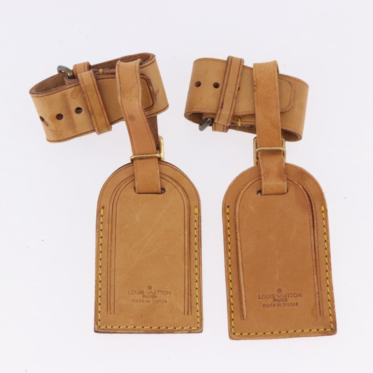 LOUIS VUITTON Name Tag Powanie 10 Set Powanie Leather Beige LV Auth 192577