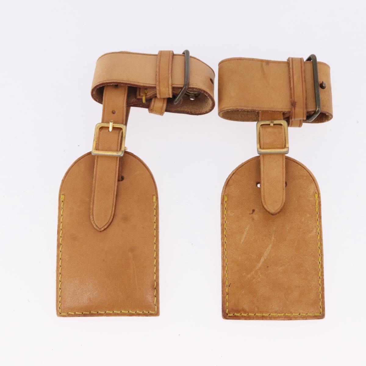 LOUIS VUITTON Name Tag Powanie 10 Set Powanie Leather Beige LV Auth 192577