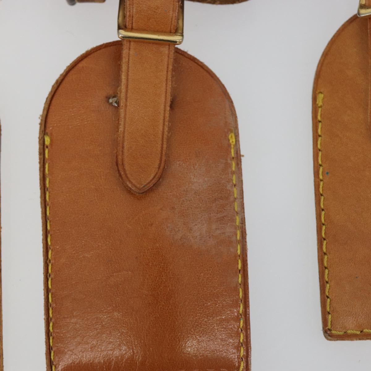 LOUIS VUITTON Name Tag Powanie 10 Set Powanie Leather Beige LV Auth 192578