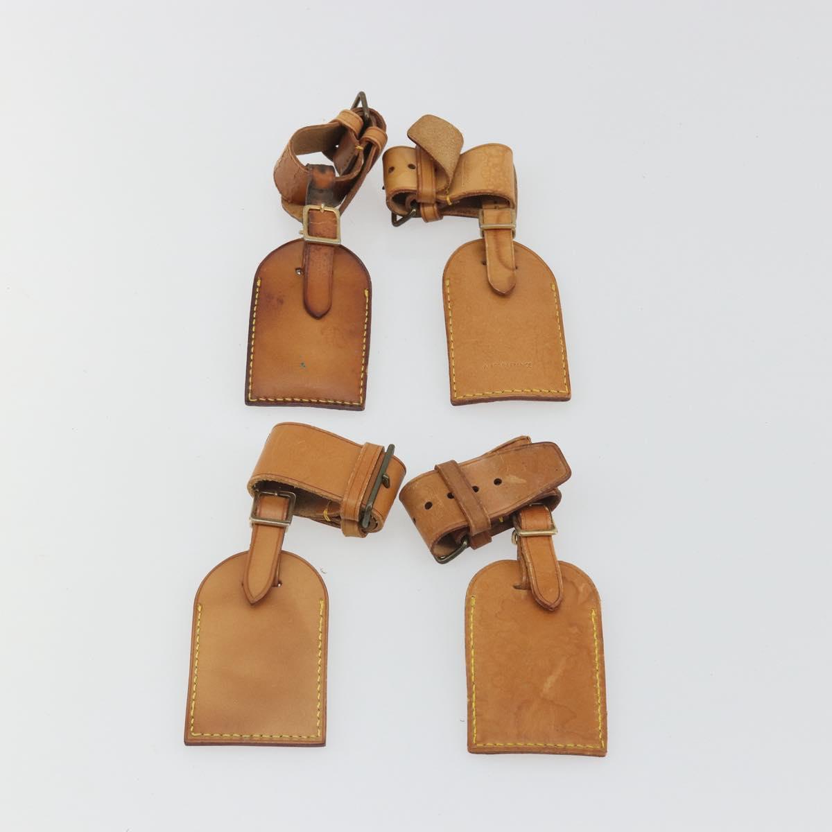 LOUIS VUITTON Name Tag Powanie 10 Set Powanie Leather Beige LV Auth 192578