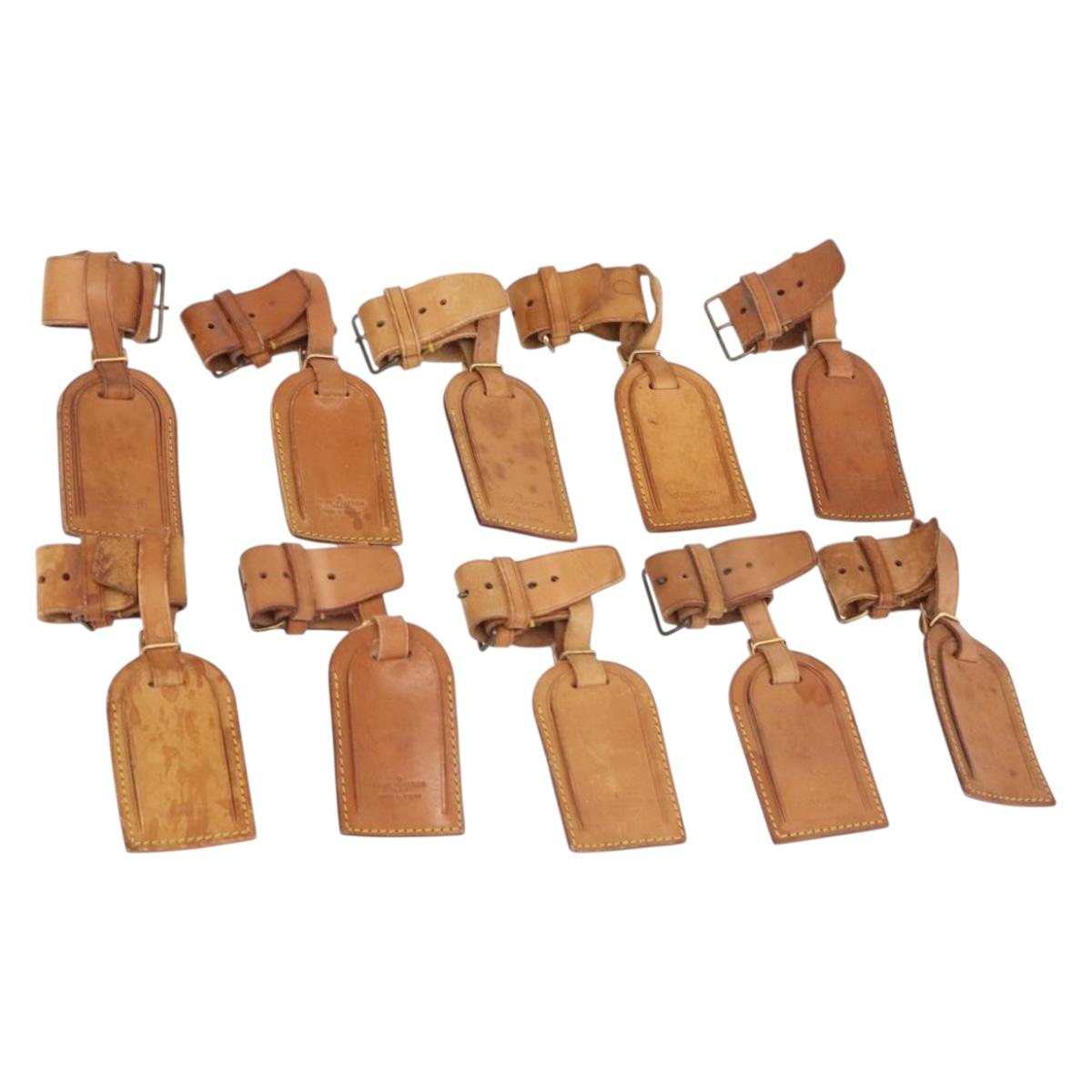 LOUIS VUITTON Name Tag Powanie 10 Set Powanie Leather Beige LV Auth 192579