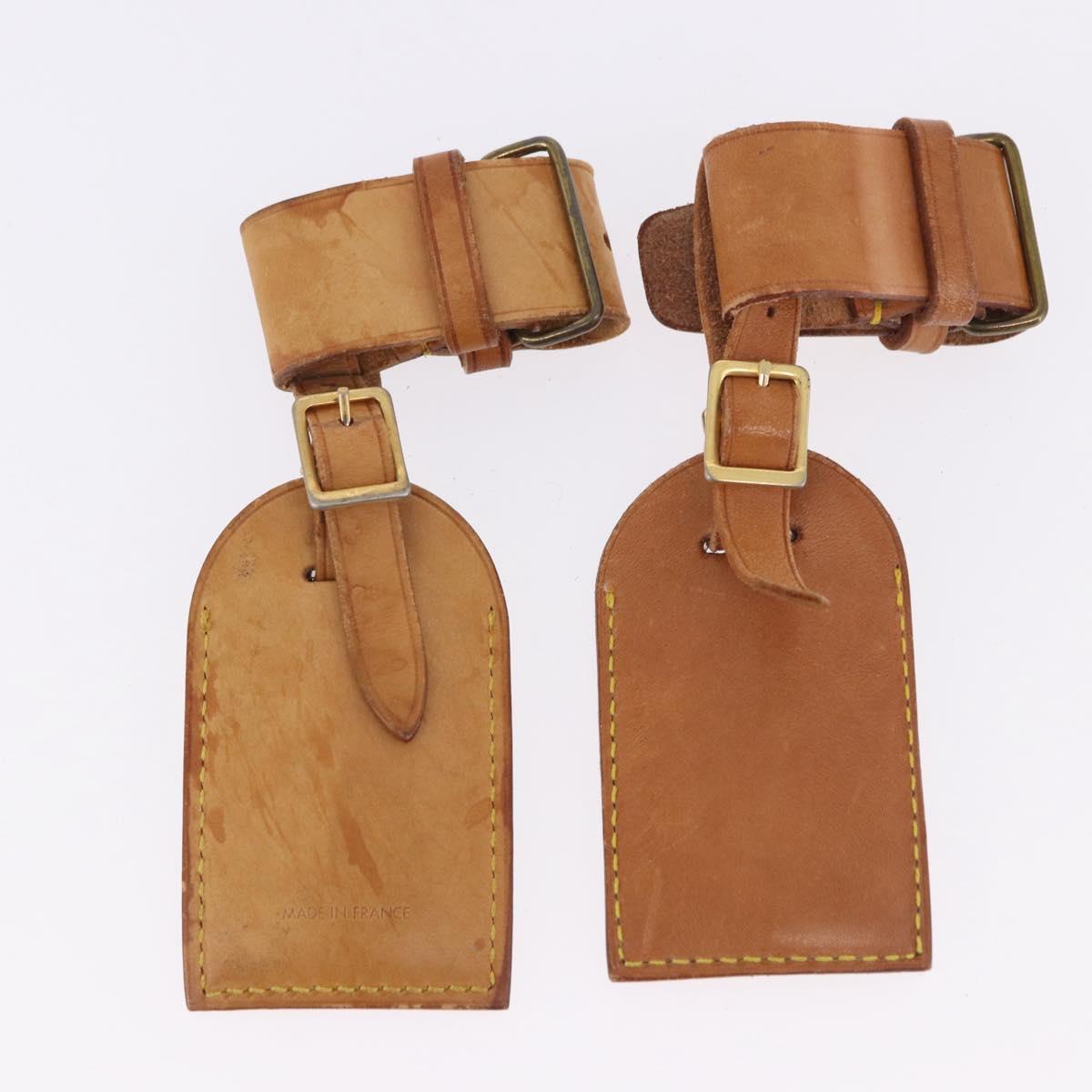 LOUIS VUITTON Name Tag Powanie 10 Set Powanie Leather Beige LV Auth 192579