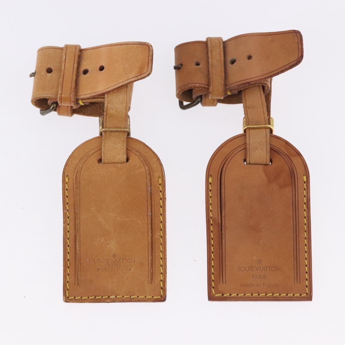 LOUIS VUITTON Name Tag Powanie 10 Set Powanie Leather Beige LV Auth 192579