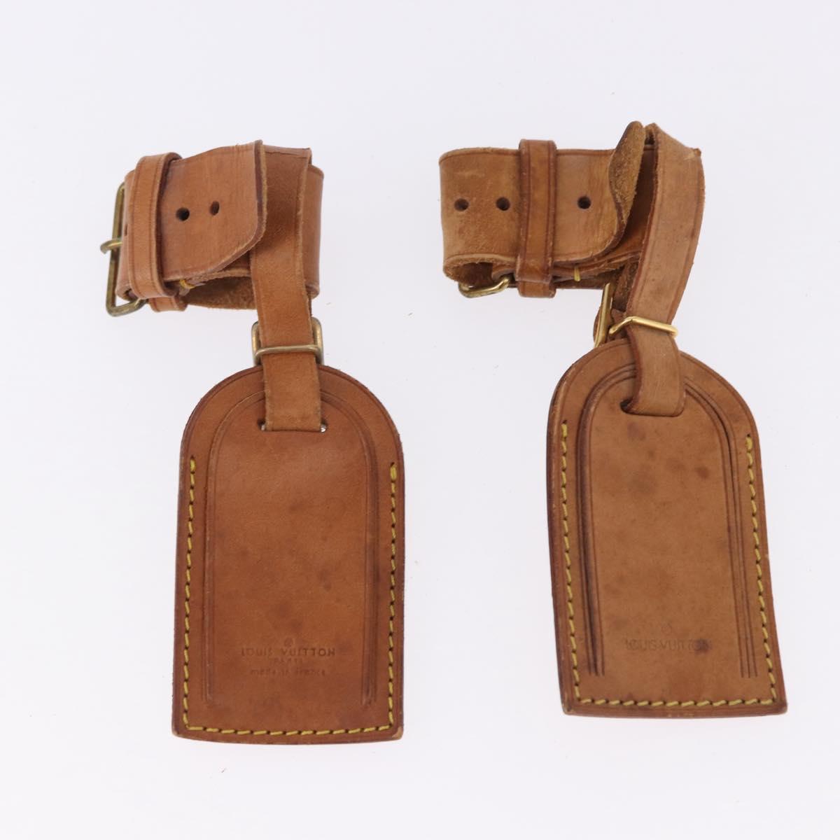 LOUIS VUITTON Name Tag Powanie 10 Set Powanie Leather Beige LV Auth 192579