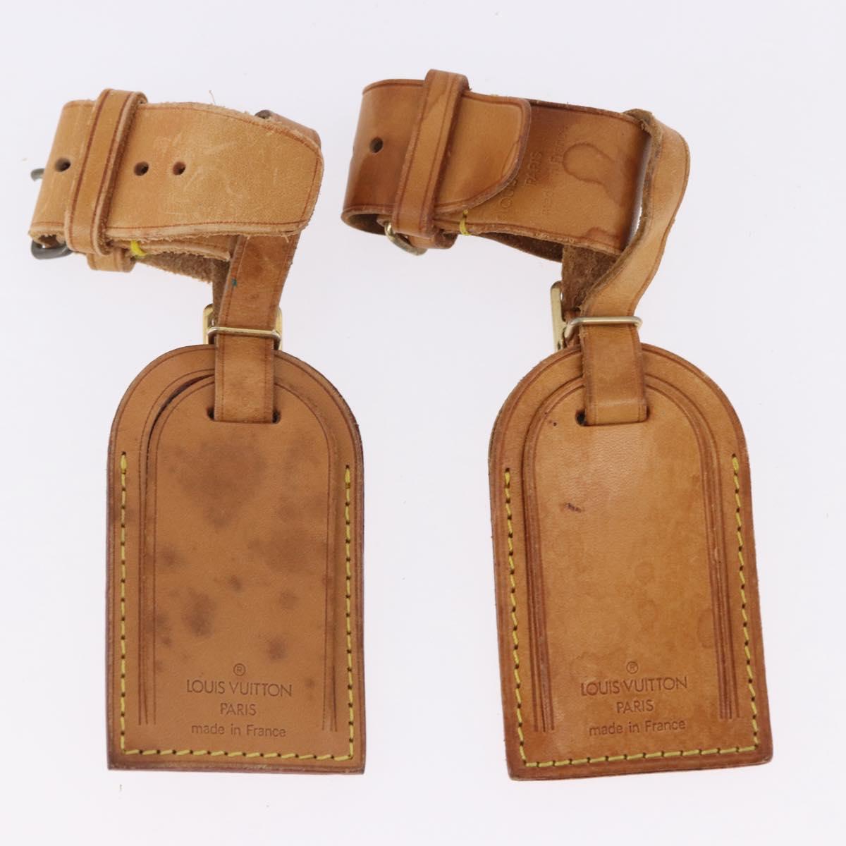 LOUIS VUITTON Name Tag Powanie 10 Set Powanie Leather Beige LV Auth 192579