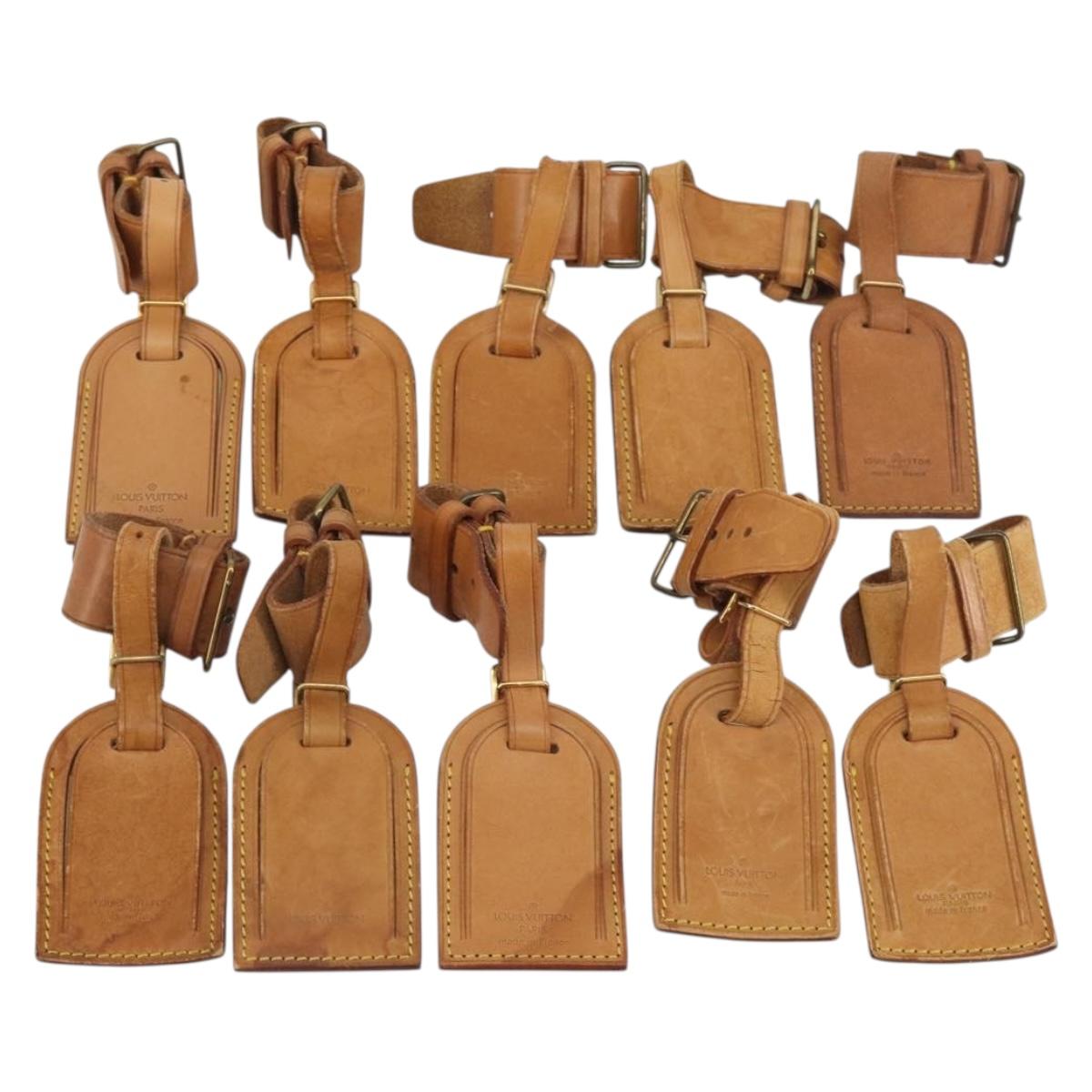LOUIS VUITTON Name Tag Powanie 10 Set Powanie Leather Beige LV Auth 192580