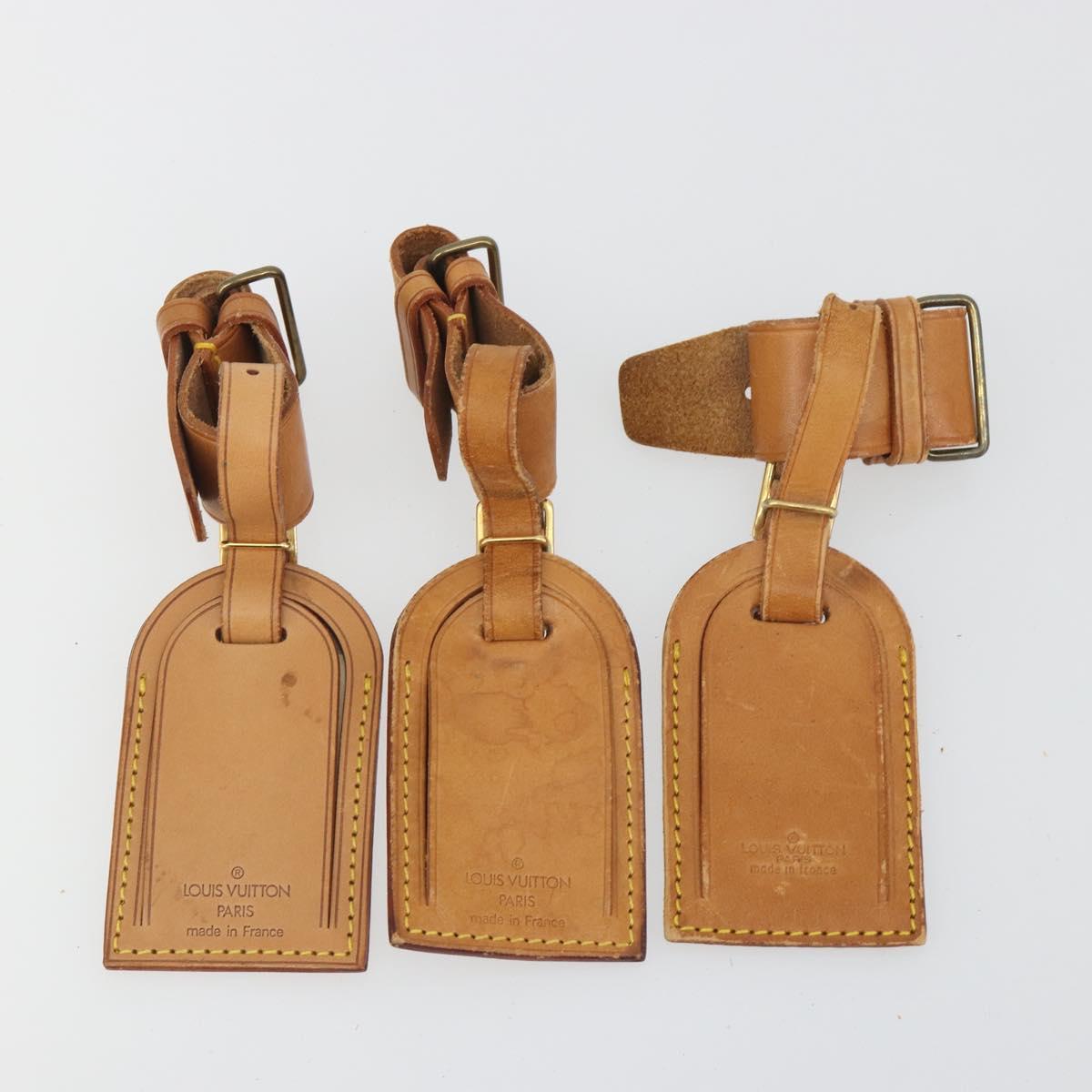 LOUIS VUITTON Name Tag Powanie 10 Set Powanie Leather Beige LV Auth 192580