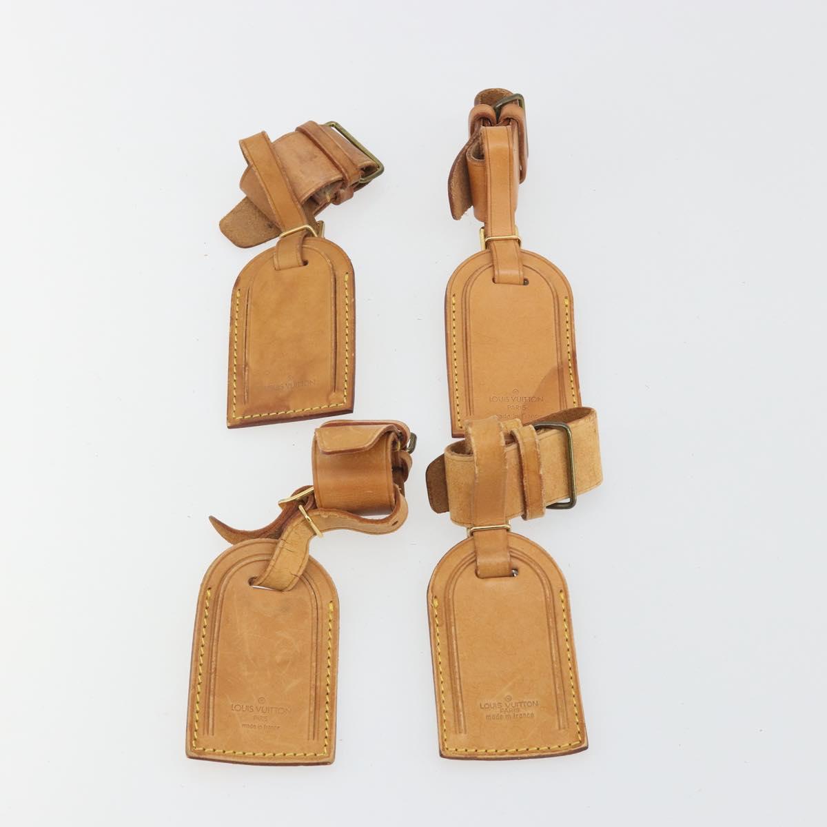 LOUIS VUITTON Name Tag Powanie 10 Set Powanie Leather Beige LV Auth 192580
