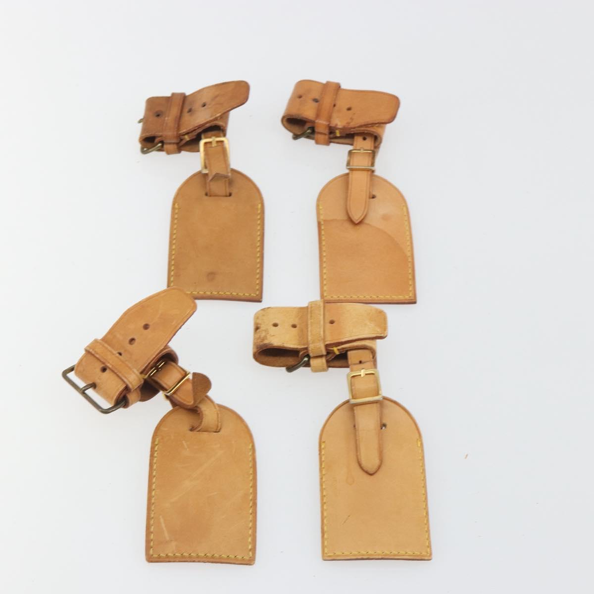 LOUIS VUITTON Name Tag Powanie 10 Set Powanie Leather Beige LV Auth 192580