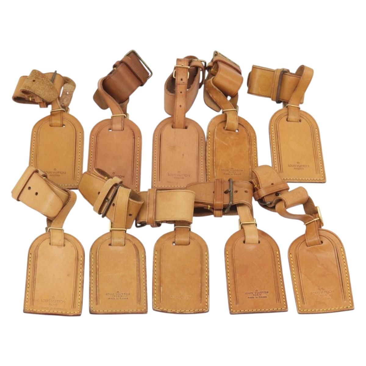 LOUIS VUITTON Name Tag Powanie 10 Set Powanie Leather Beige LV Auth 192581