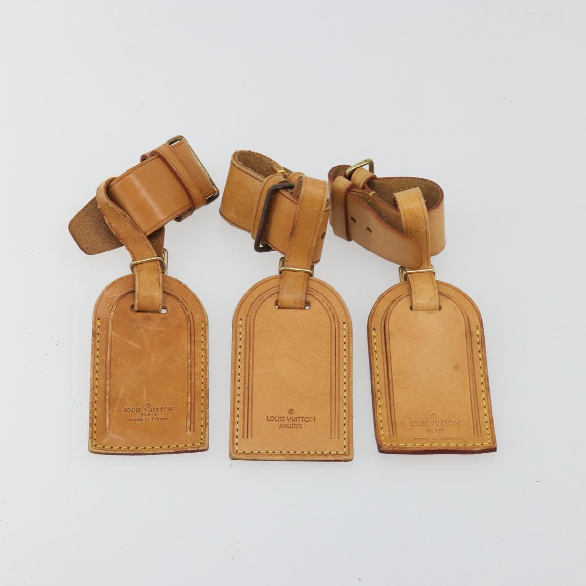 LOUIS VUITTON Name Tag Powanie 10 Set Powanie Leather Beige LV Auth 192581