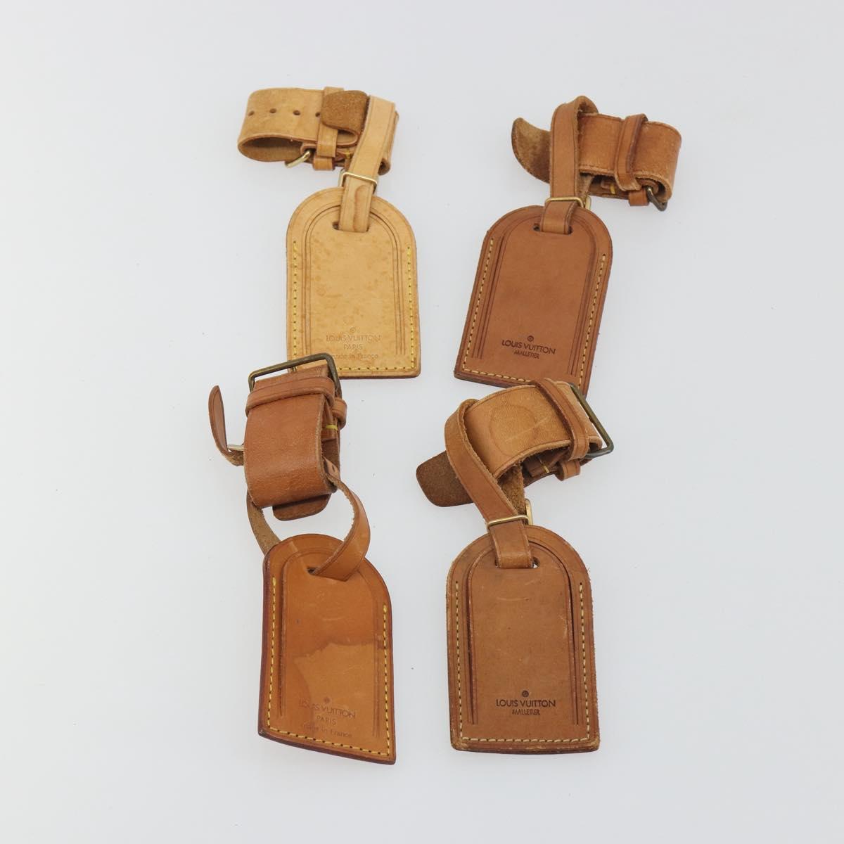 LOUIS VUITTON Name Tag Powanie 10 Set Powanie Leather Beige LV Auth 192582