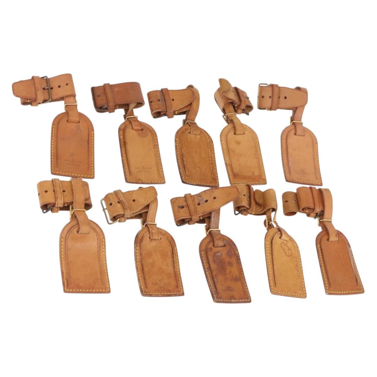 LOUIS VUITTON Name Tag Powanie 10 Set Powanie Leather Beige LV Auth 192583