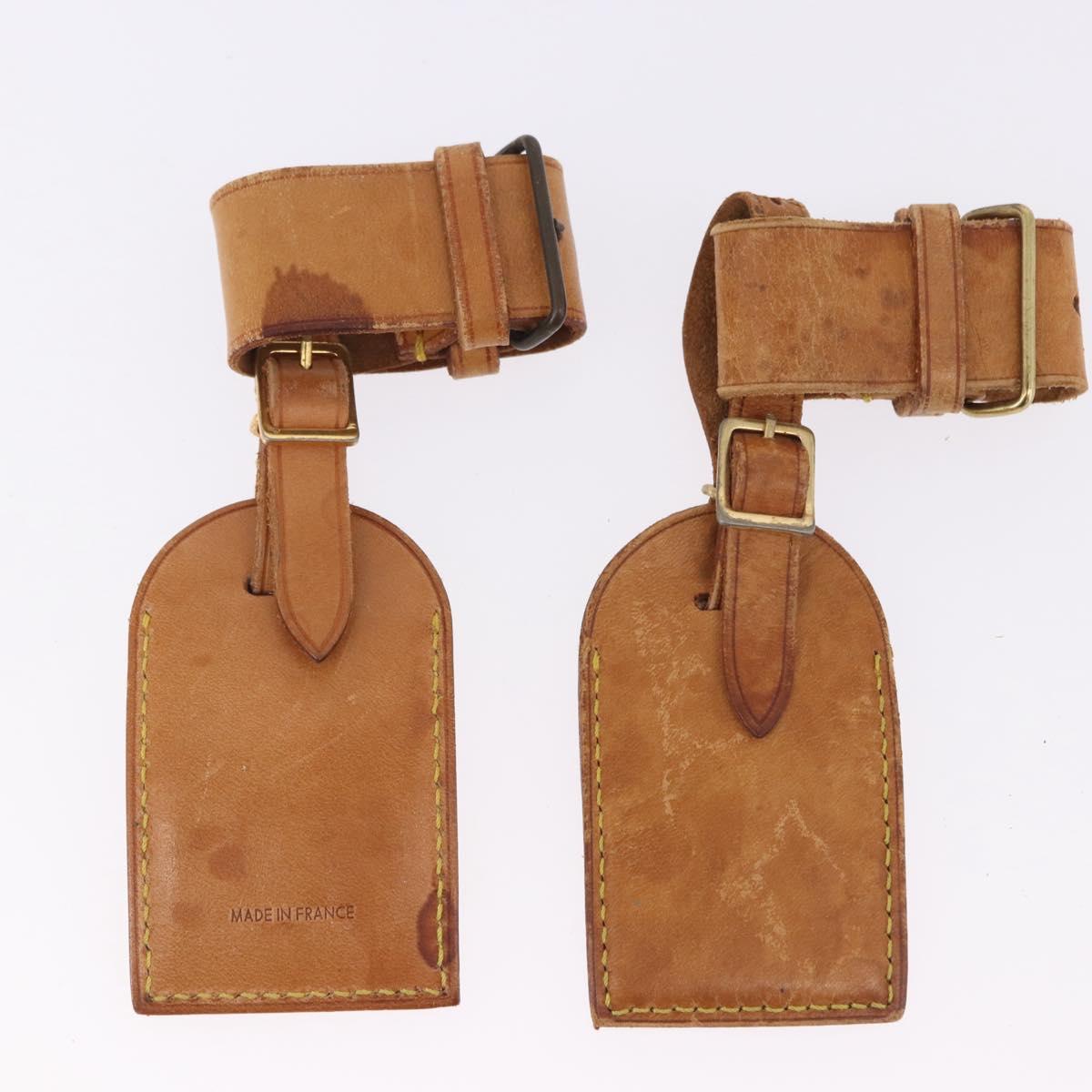 LOUIS VUITTON Name Tag Powanie 10 Set Powanie Leather Beige LV Auth 192583