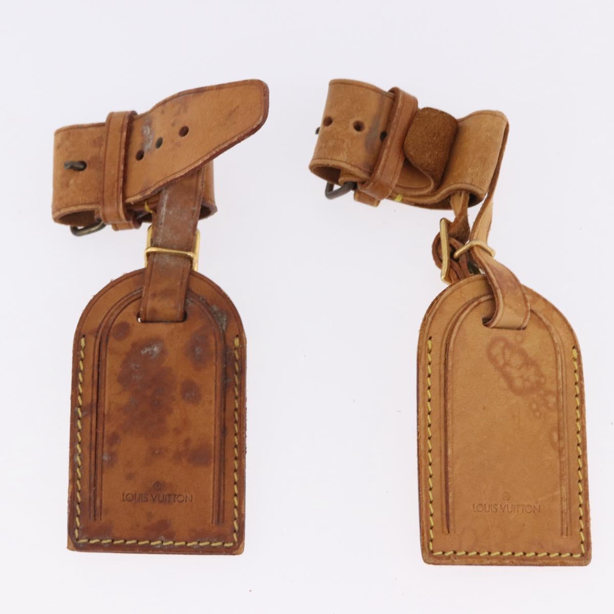 LOUIS VUITTON Name Tag Powanie 10 Set Powanie Leather Beige LV Auth 192583