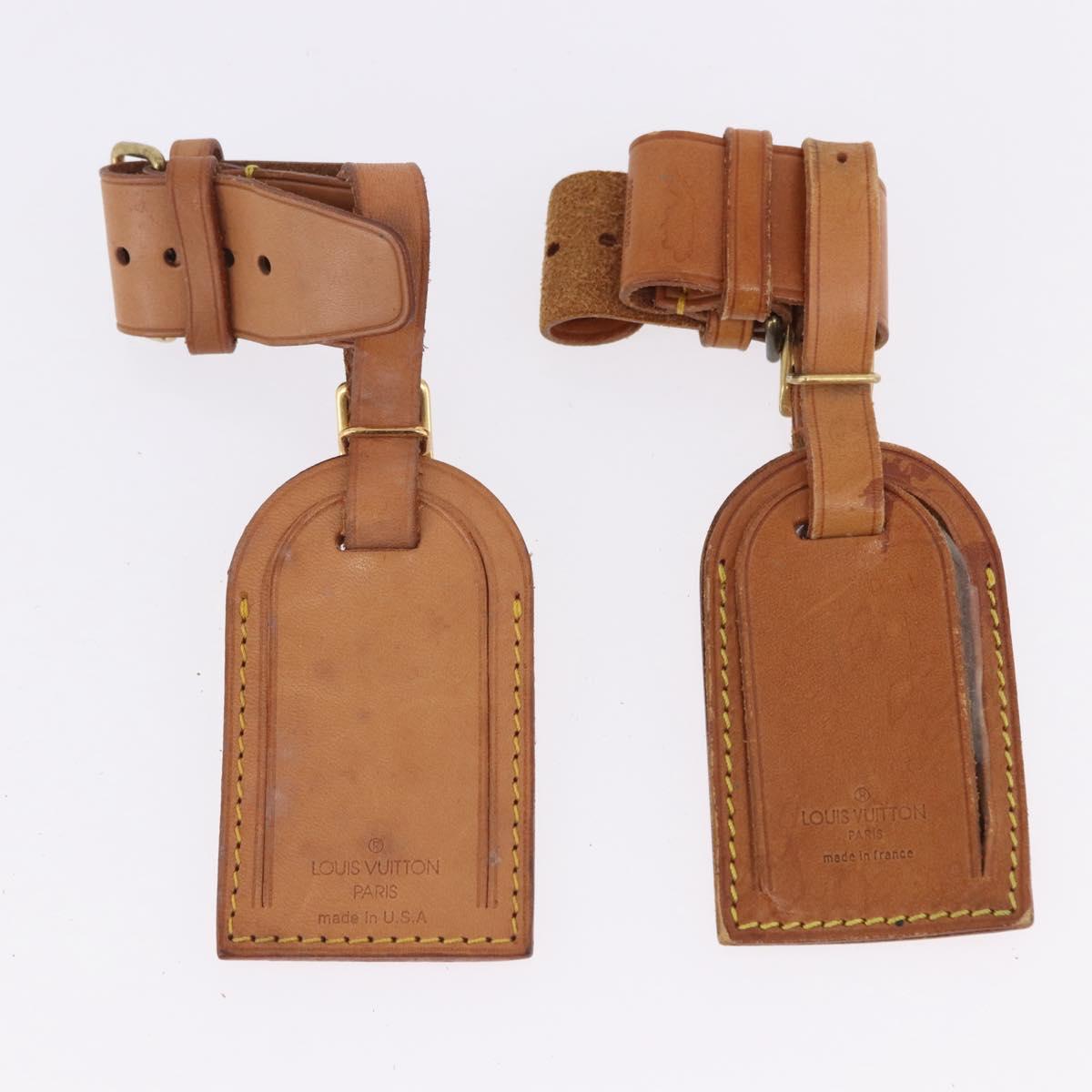 LOUIS VUITTON Name Tag Powanie 10 Set Powanie Leather Beige LV Auth 192583