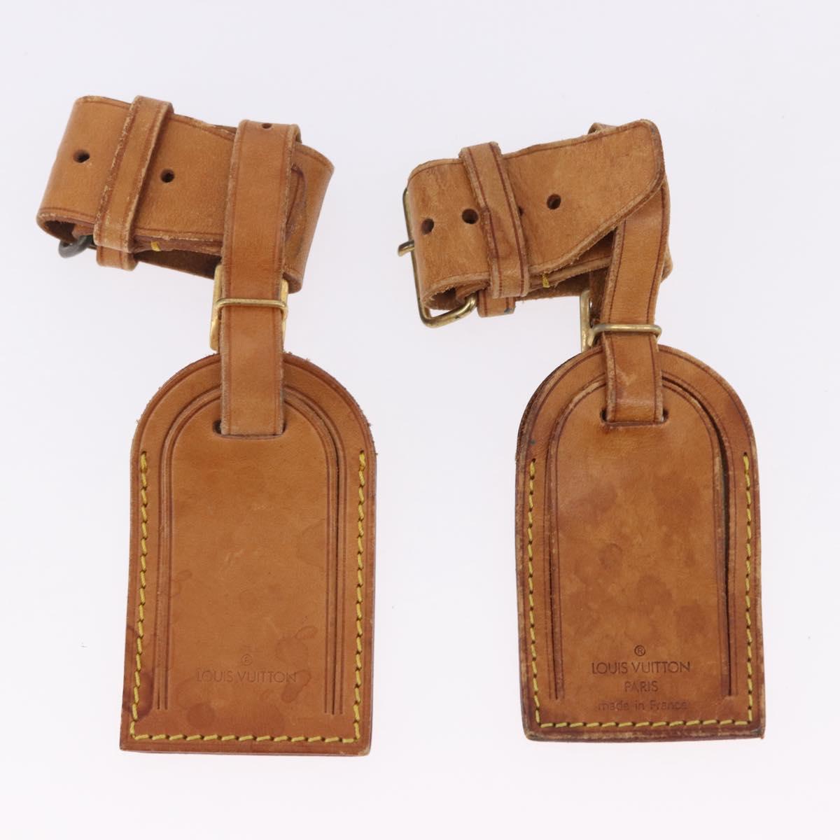 LOUIS VUITTON Name Tag Powanie 10 Set Powanie Leather Beige LV Auth 192583