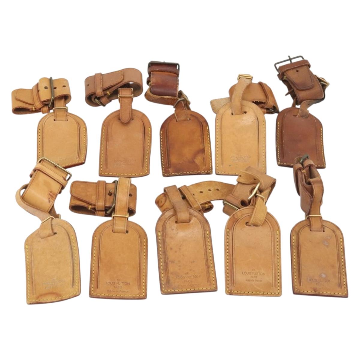 LOUIS VUITTON Name Tag Powanie 10 Set Powanie Leather Beige LV Auth 192584