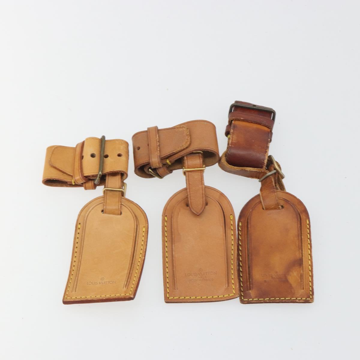 LOUIS VUITTON Name Tag Powanie 10 Set Powanie Leather Beige LV Auth 192584