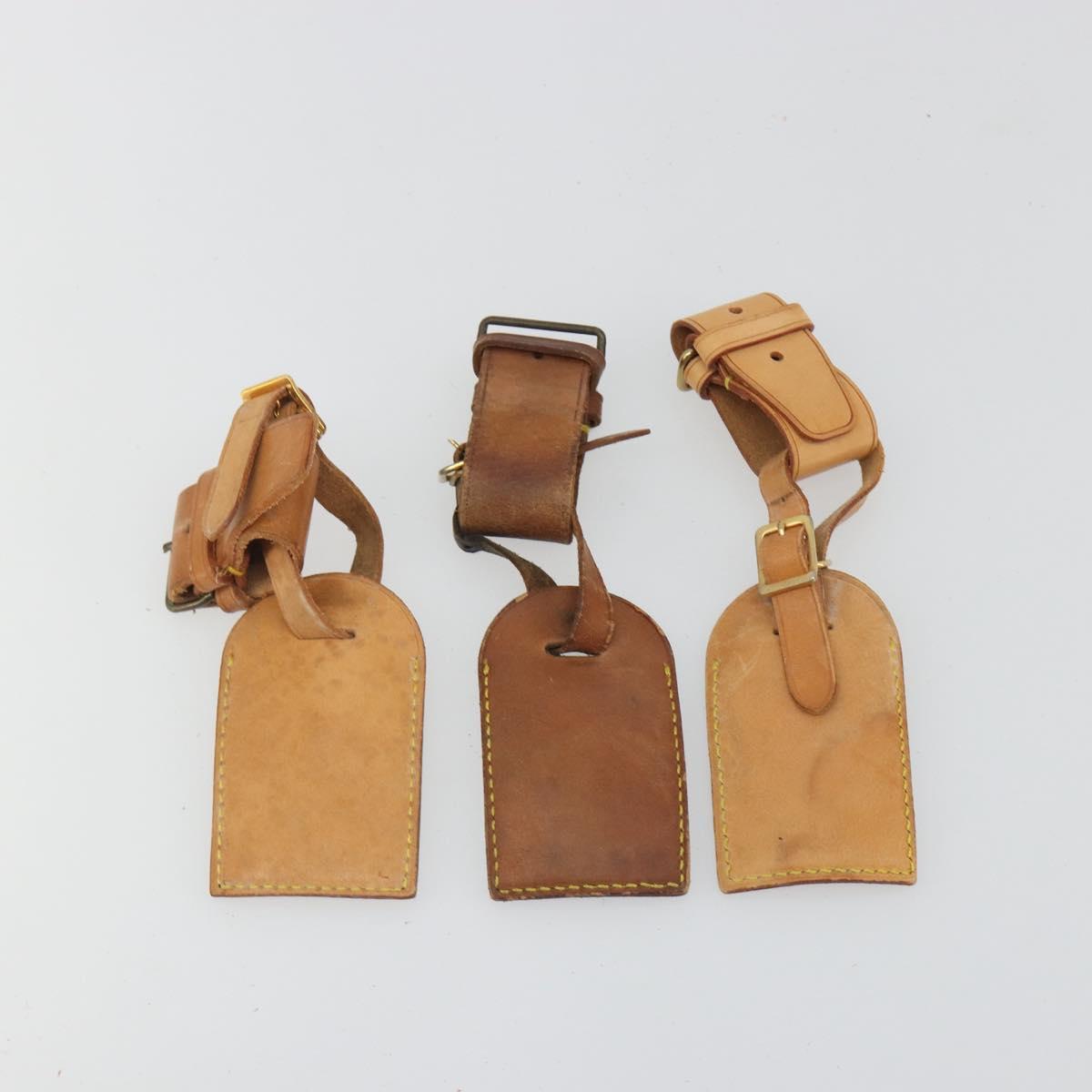 LOUIS VUITTON Name Tag Powanie 10 Set Powanie Leather Beige LV Auth 192584