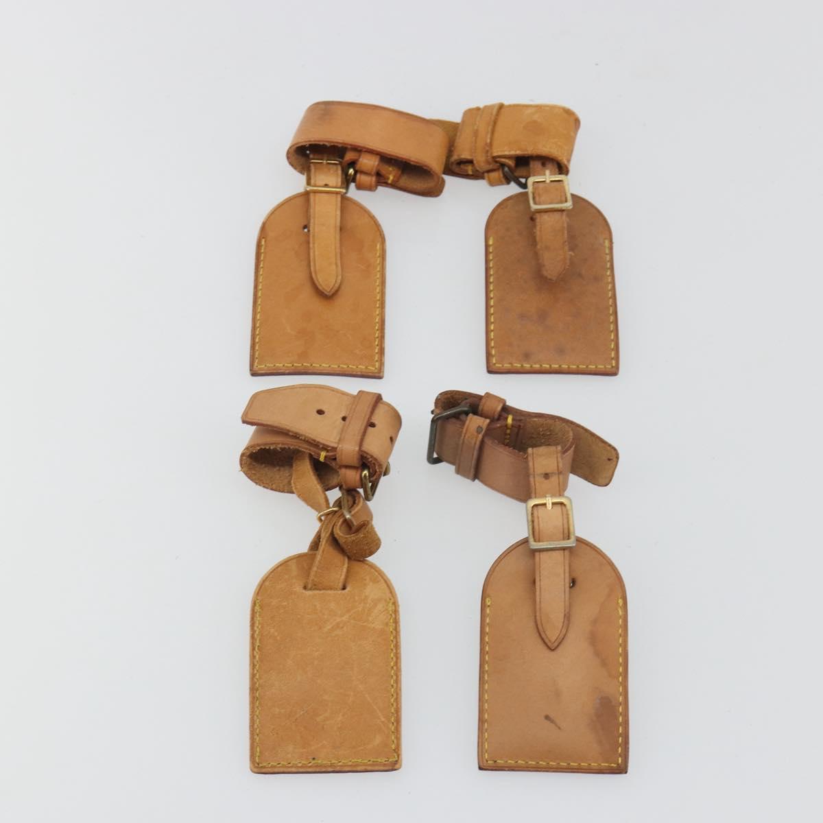 LOUIS VUITTON Name Tag Powanie 10 Set Powanie Leather Beige LV Auth 192584
