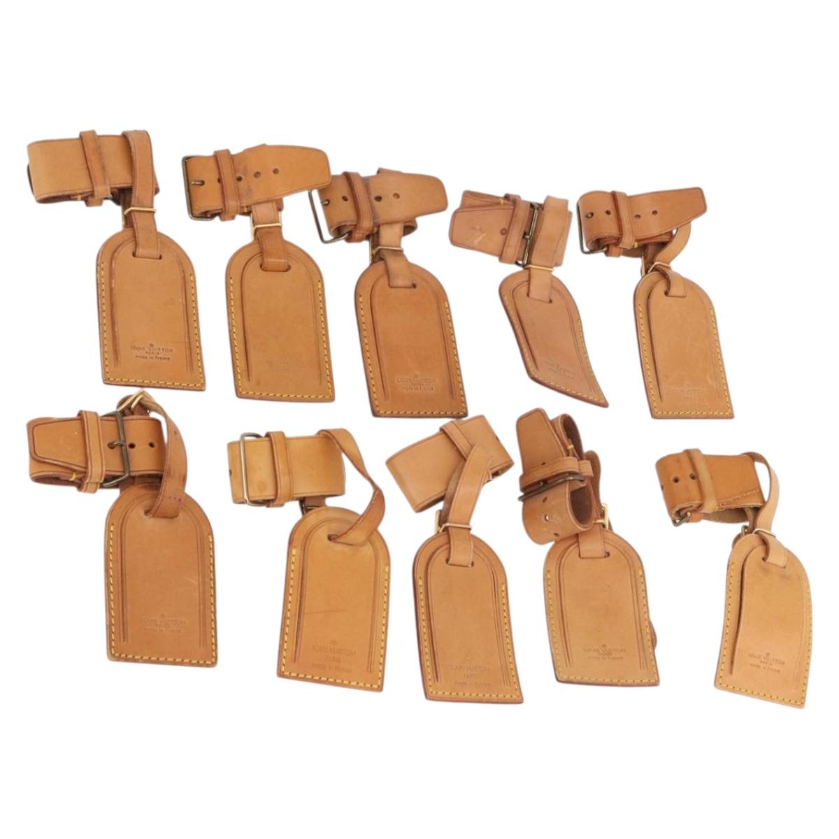 LOUIS VUITTON Name Tag Powanie 10 Set Powanie Leather Beige LV Auth 192585