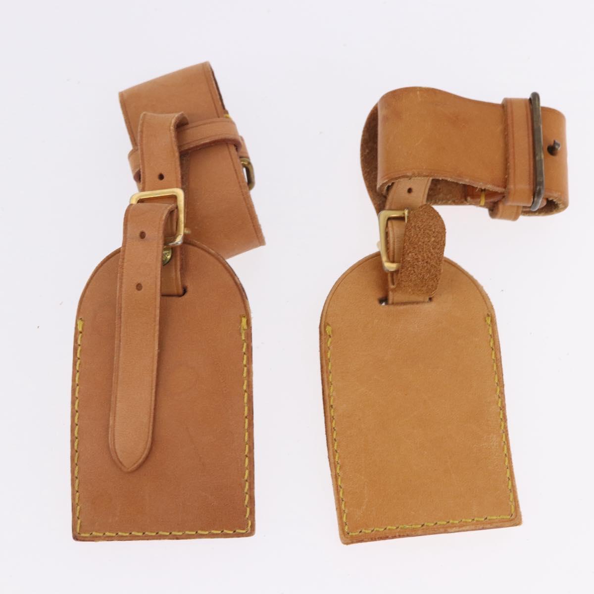 LOUIS VUITTON Name Tag Powanie 10 Set Powanie Leather Beige LV Auth 192585