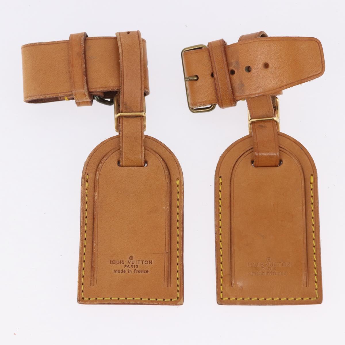 LOUIS VUITTON Name Tag Powanie 10 Set Powanie Leather Beige LV Auth 192585